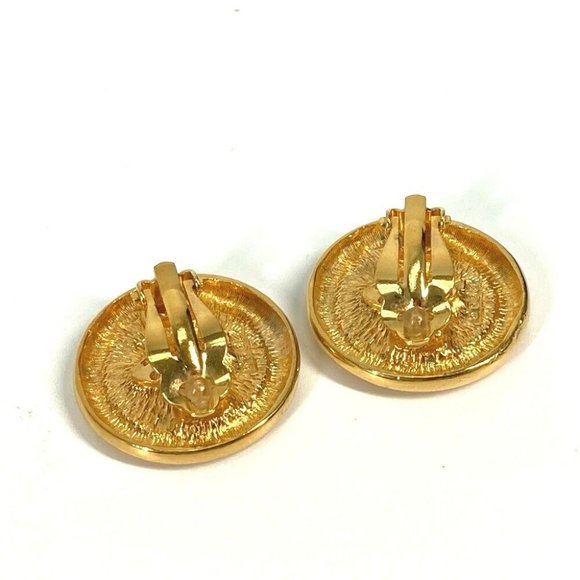CHANEL vintage Deca CC Mark CC Accessories Earrings Metal Gold - Picture 7 of 8